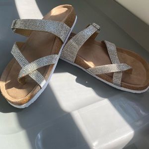 Sparkly silver sandals